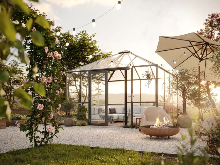 KGT Gewächshaus-Pavillon PaviLux 3,5 m, ESG, anthrazit-grau – Bild 5