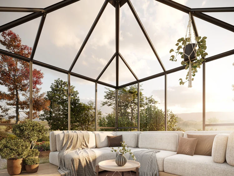 KGT Gewächshaus-Pavillon PaviLux 3,5 m, ESG, anthrazit-grau – Bild 4