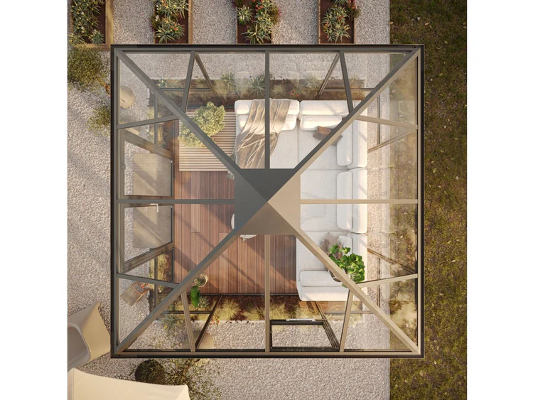 KGT Gewächshaus-Pavillon PaviLux 3,5 m, ESG, anthrazit-grau – Bild 3