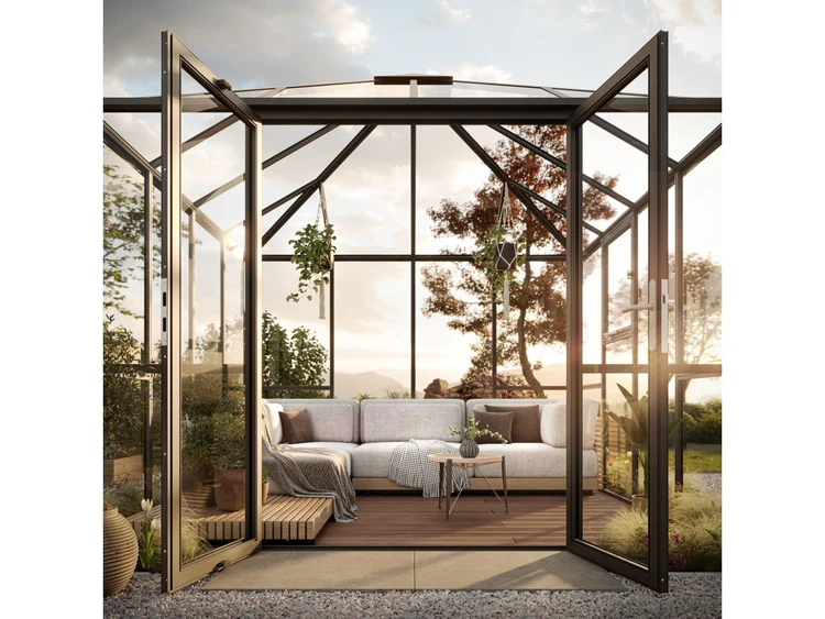 KGT Gewächshaus-Pavillon PaviLux 3,5 m, ESG, anthrazit-grau – Bild 2