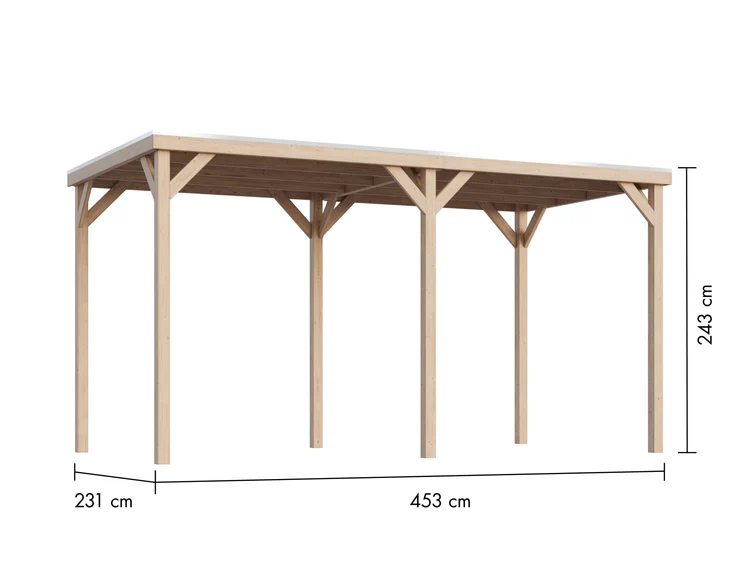 Karibu Pavillon Cubeco im Set mit 1 Verlängerung, natur – Bild 3