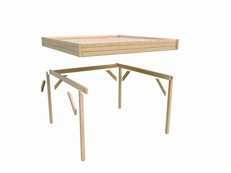 Karibu Pavillon Cubeco im Set mit 1 Verlängerung, natur – Bild 2