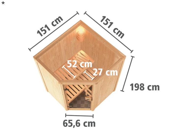 Nanja - Karibu Sauna Plug & Play ohne Ofen - ohne Dachkranz - Energiespartür – Bild 5