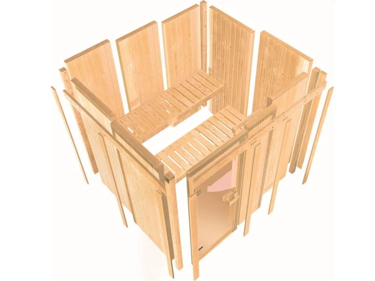 Nanja - Karibu Sauna Plug & Play ohne Ofen - ohne Dachkranz - Energiespartür – Bild 2