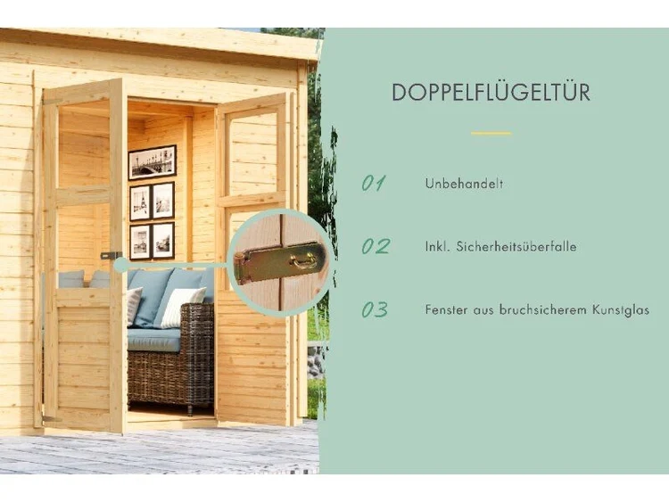 Karibu Gerätehaus Amrum, naturbelassen, 14 mm – Bild 4