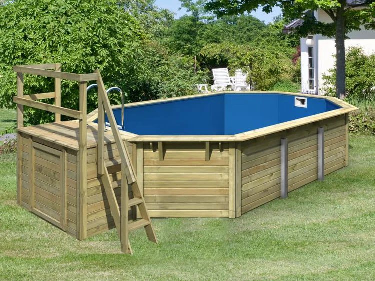 Karibu Pool Modell 4 X im Set mit Terrase kdi - Folie Blau – Bild 3