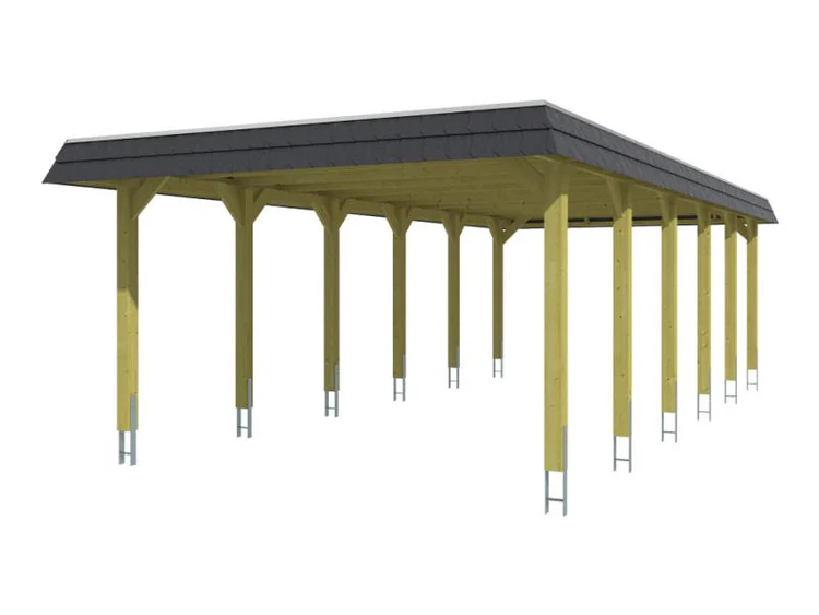 Skan Holz Carport Spreewald 396 x 893 cm mit schwarzer Blende – Bild 3