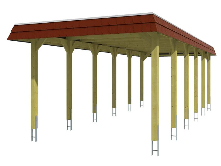Skan Holz Carport Spreewald 345 x 893 cm mit roter Blende – Bild 4