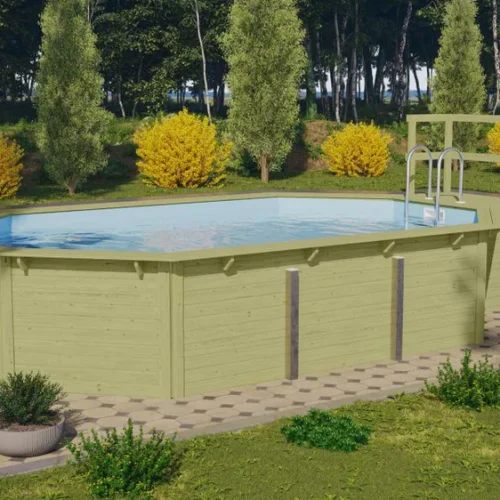 Karibu Pool Modell 4 X im Set mit Terrase kdi - Folie Blau