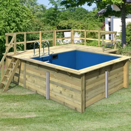 Karibu Rechteck Pool Größe 1 inkl. Terrasse 3,5 m und Seitenterrasse