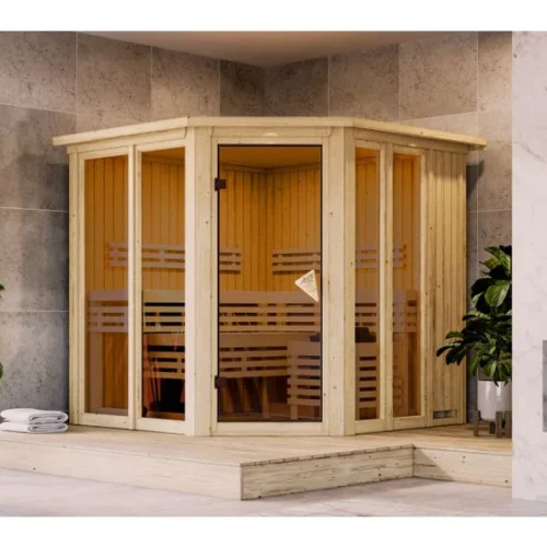Karibu Sauna Airi, ohne Ofen - mit Dachkranz -
