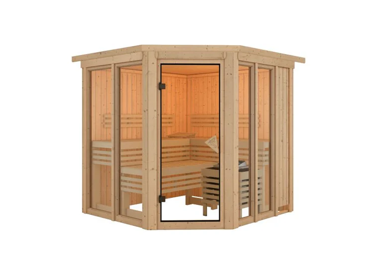 Karibu Sauna Airi, ohne Ofen - mit Dachkranz - – Bild 4