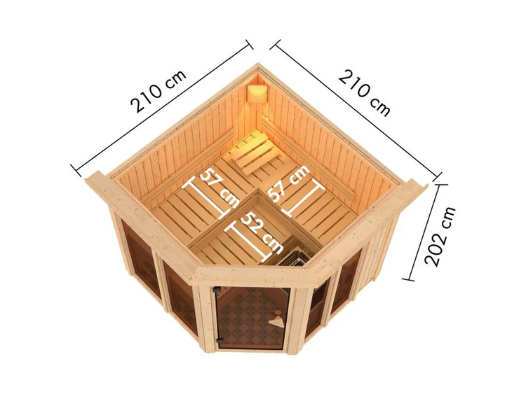 Karibu Sauna Airi, ohne Ofen - mit Dachkranz - – Bild 3