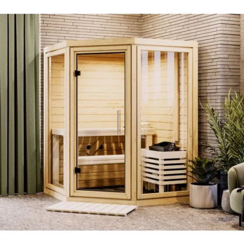Karibu Sauna Yuma, ohne Ofen, inkl. Klarglas Ganzglastür
