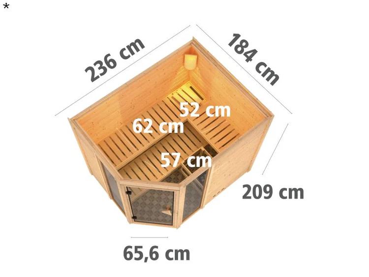 Sinai 3 - Karibu Sauna inkl. 9-kW-Bioofen - ohne Dachkranz - – Bild 5