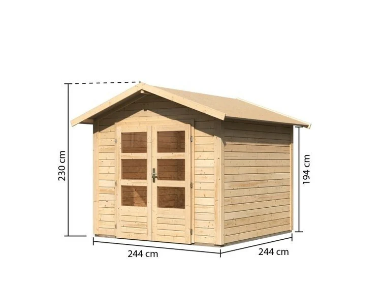 Norlinio Gartenhaus Ravenna 1 natur, inkl. Fußboden und Dachschindeln (schwarz) – Bild 3