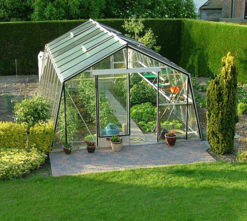 Glas Gewächshaus S208H-B | Silber | 593x380x253 cm