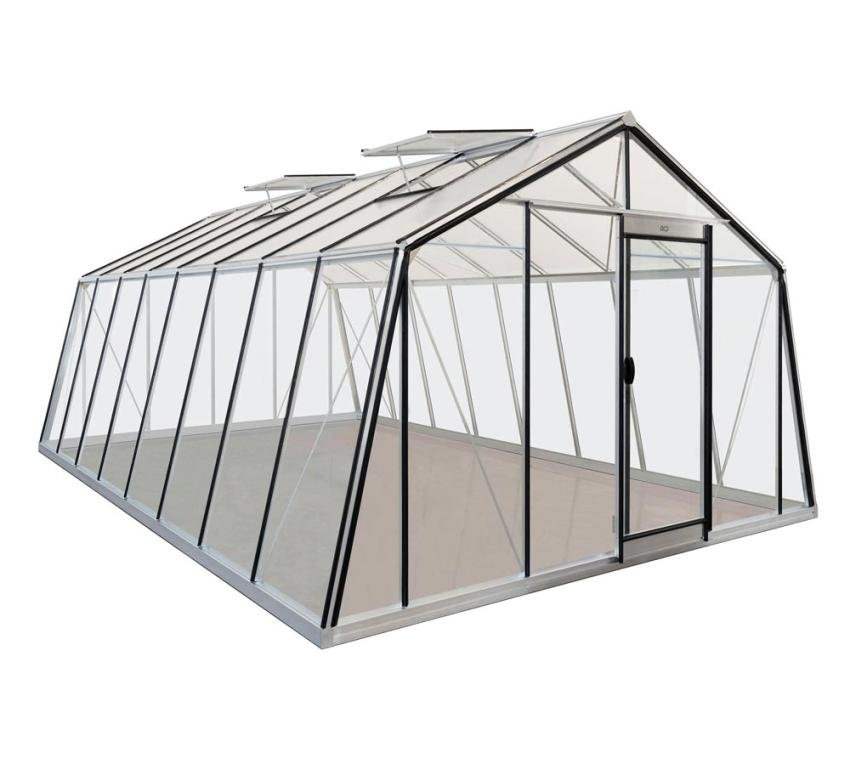 Glas Gewächshaus S208H-B | Silber | 593x380x253 cm – Bild 2