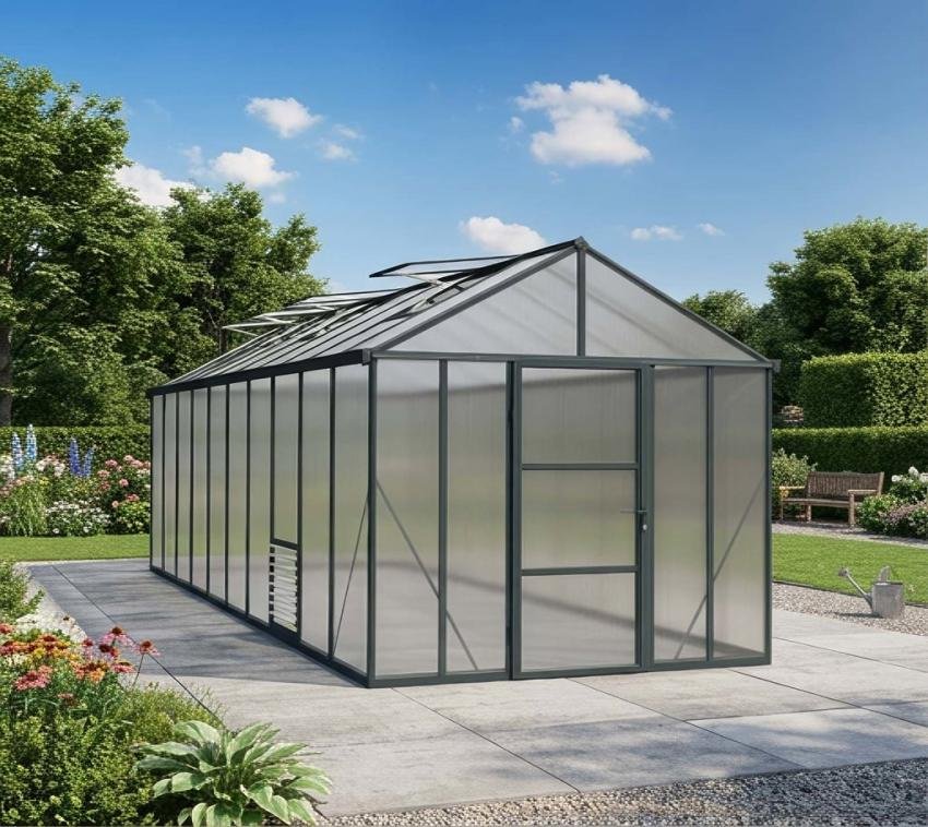 Aluminium Gewächshaus Glory 410 | Anthrazit | 603x244x268 cm