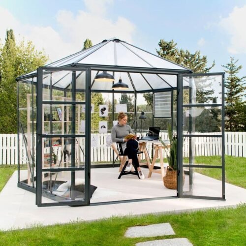 Aluminium Gewächshaus Oasis | Grau | Ø 363 cm