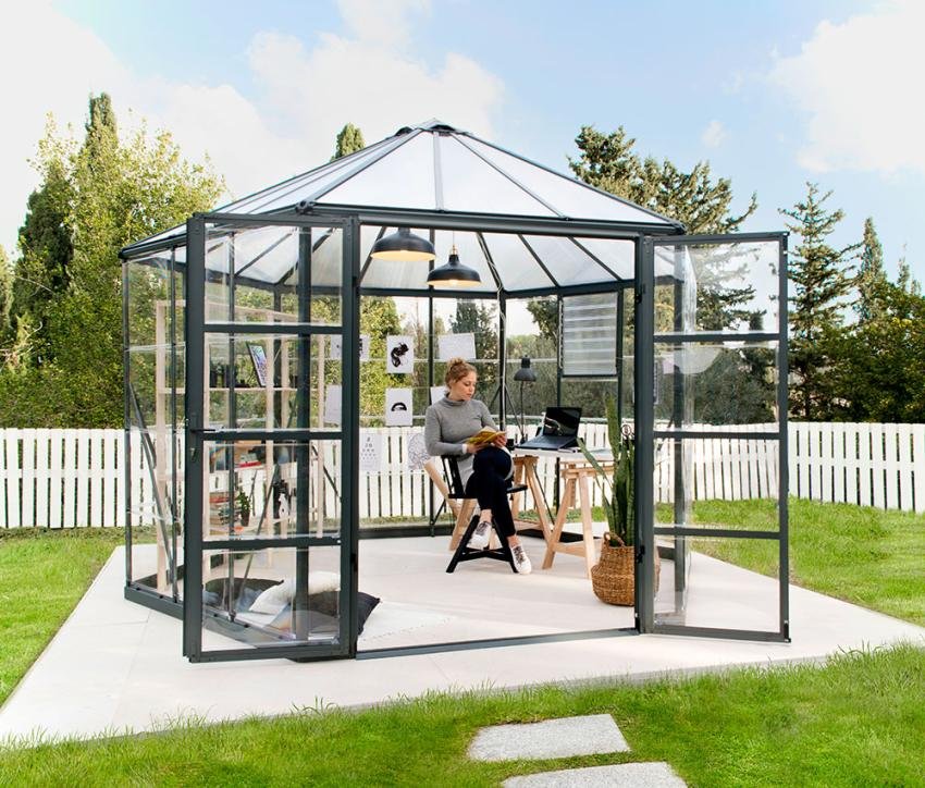 Aluminium Gewächshaus Oasis | Grau | Ø 363 cm
