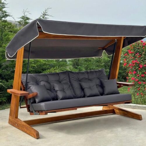 Irokoholz Hollywoodschaukel Luna 2600 | Anthrazit | 139x260x195 cm