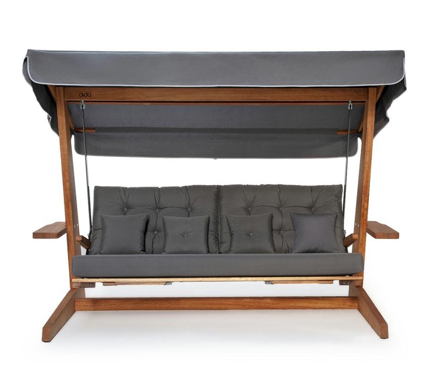 Irokoholz Hollywoodschaukel Luna 2600 | Anthrazit | 139x260x195 cm – Bild 2