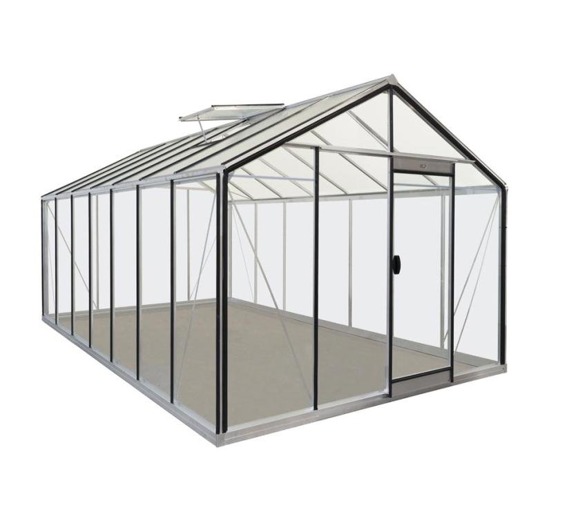 Glas Gewächshaus R310H-B | Silber | 741x306x263 cm – Bild 3